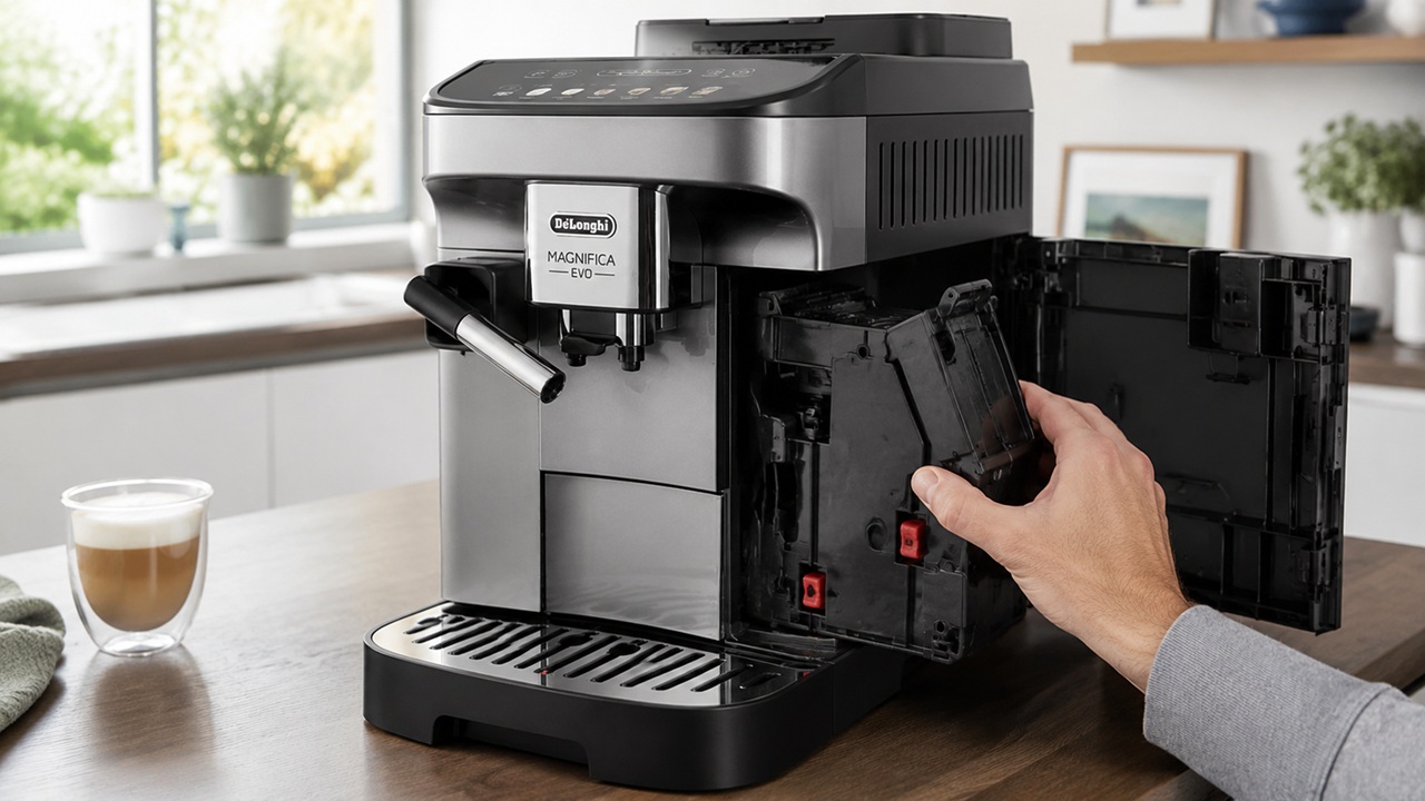 DeLonghi Magnifica Evo ECAM29084SB with the infuser stuck during removal