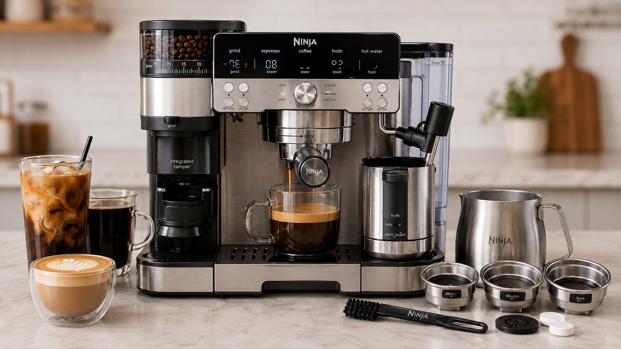 Ninja Luxe Café Pro ES701 espresso machine and accessories