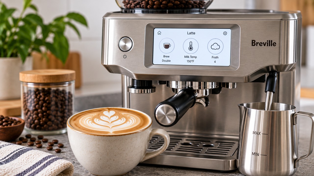 Breville Barista Touch BES880 latte settings with milk temperature and froth